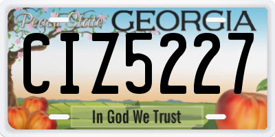 GA license plate CIZ5227