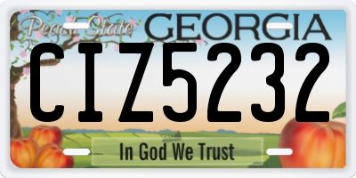 GA license plate CIZ5232