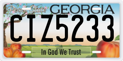 GA license plate CIZ5233