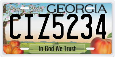 GA license plate CIZ5234