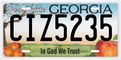 GA license plate CIZ5235