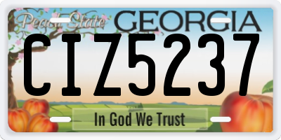 GA license plate CIZ5237