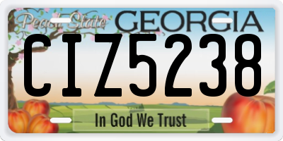 GA license plate CIZ5238