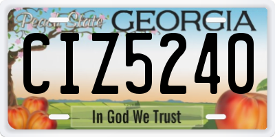 GA license plate CIZ5240