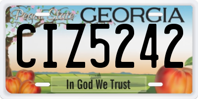 GA license plate CIZ5242