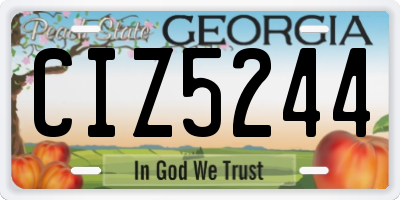 GA license plate CIZ5244