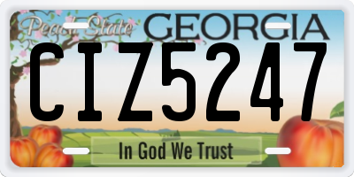 GA license plate CIZ5247