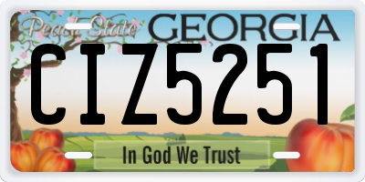 GA license plate CIZ5251