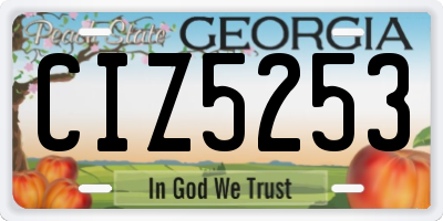 GA license plate CIZ5253