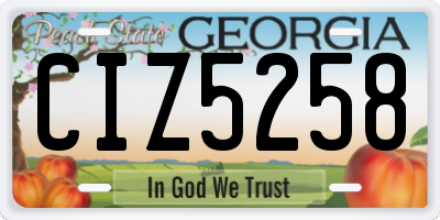 GA license plate CIZ5258