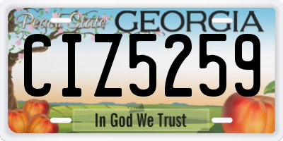 GA license plate CIZ5259
