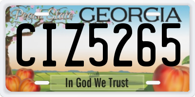 GA license plate CIZ5265