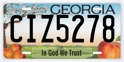 GA license plate CIZ5278