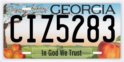 GA license plate CIZ5283