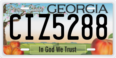 GA license plate CIZ5288