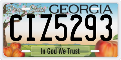 GA license plate CIZ5293