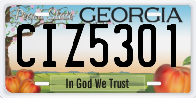 GA license plate CIZ5301