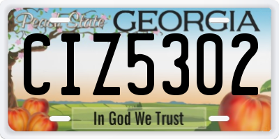 GA license plate CIZ5302