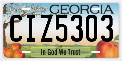 GA license plate CIZ5303
