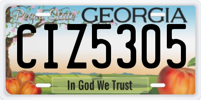 GA license plate CIZ5305