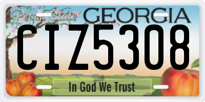 GA license plate CIZ5308