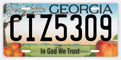 GA license plate CIZ5309