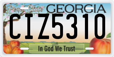 GA license plate CIZ5310