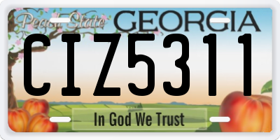 GA license plate CIZ5311