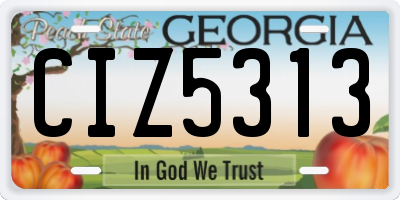 GA license plate CIZ5313