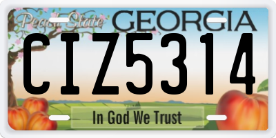 GA license plate CIZ5314