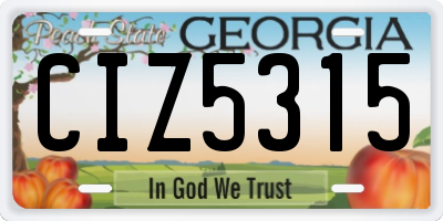 GA license plate CIZ5315