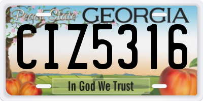 GA license plate CIZ5316