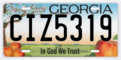 GA license plate CIZ5319