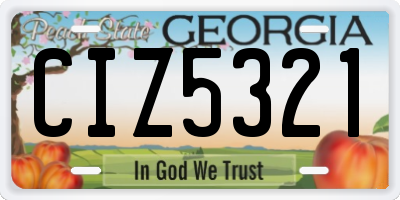 GA license plate CIZ5321