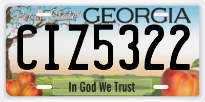 GA license plate CIZ5322
