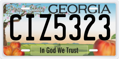 GA license plate CIZ5323