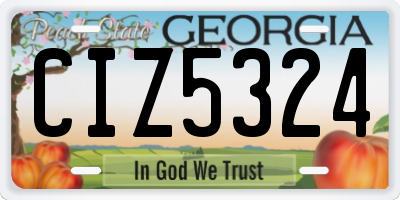 GA license plate CIZ5324