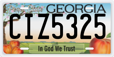 GA license plate CIZ5325