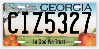 GA license plate CIZ5327
