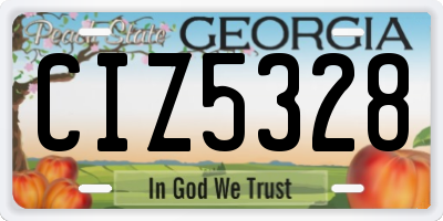 GA license plate CIZ5328