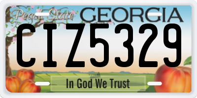 GA license plate CIZ5329