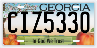 GA license plate CIZ5330