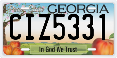 GA license plate CIZ5331
