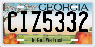 GA license plate CIZ5332