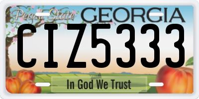 GA license plate CIZ5333
