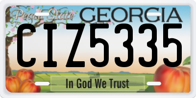 GA license plate CIZ5335
