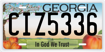 GA license plate CIZ5336