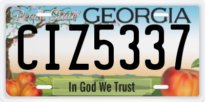 GA license plate CIZ5337