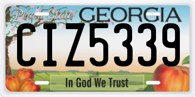 GA license plate CIZ5339