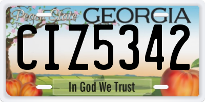 GA license plate CIZ5342
